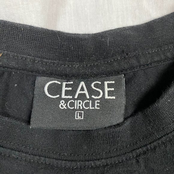 Large Graphic T-Shirt -Colorful Flame Design on a Black shirt- Crease and Circle - Picture 4 of 6